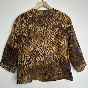 COLDWATER CREEK Size 12 Animal Print Brown Jacket Blazer Tiger Boho City Glam thumbnail 2