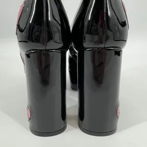 Dolls Kill La‎ Moda Platform Black Patent Leather Pink Heart Chunky Boots Sz 9 thumbnail 4