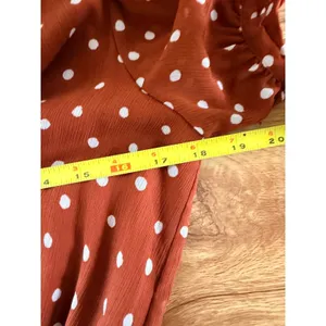 Madewell Smocked-Waist Mini Dress Polka Dots Burnt‎ Clay Puff Sleeve XS thumbnail 6