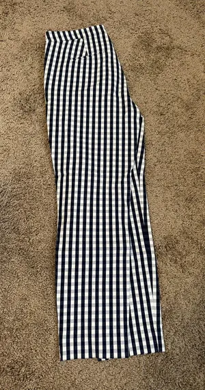 Navy and White J Crew Checkered Tailored Slacks thumbnail 1