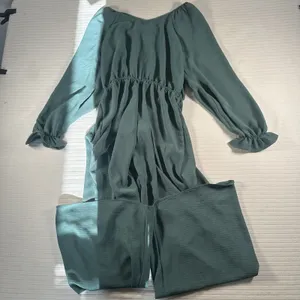 Honeyme Women’s Medium Green Wide Leg Jumpsuit Long Sleeve Elastic Waist Boho thumbnail 1