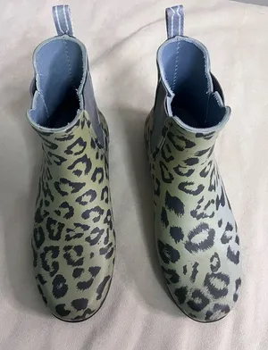 🐆🌿 HUNTER Leopard Print Chelsea Rain Boots US 9 EU 40/41 🐆🌿 thumbnail 1