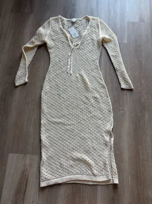 a‎ new day Cream Crochet Maxi Dress with Tie Neck thumbnail 1