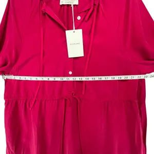 Everlane Tencel Gathered Maxi Dress L Pink Button Modest Oversized Quiet Luxury‎ thumbnail 7