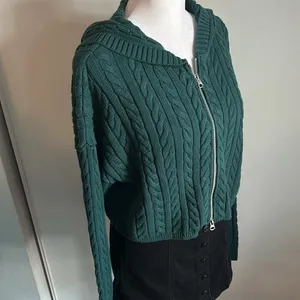 New PacSun Women’s LA Hearts Mini Cable Stitch Knit Zip Up Hoodie Sweater thumbnail 2