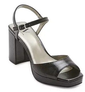 NWT Worthington Lessing Block Heel Sandals Square Toe Black Size 7.5 thumbnail 1