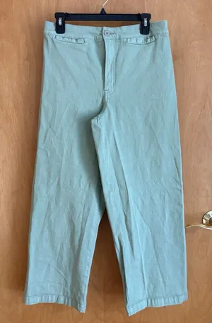 Madewell‎ The Emmett Wide-Leg Crop Pant: Welt Pocket Edition 30 X 27 Pistachio thumbnail 1