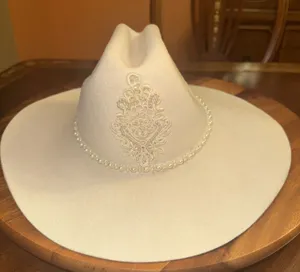 Beaver Brand Hats White 100% Virgin WoolWestern Cowboy Hat Size 6.75” thumbnail 1