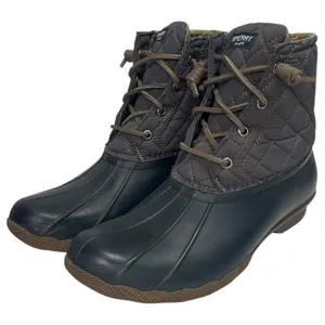 Sperry Saltwater Duck Boots Womens 9 Gray Navy Quilted Rubber Outdoor STS9327F thumbnail 3