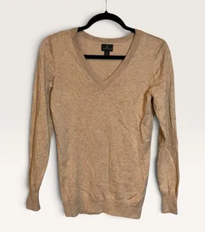 Worthington Women's V-Neck Pullover Sweater Size S Beige thumbnail 1