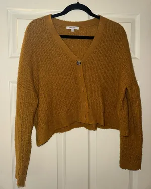 Madewell Womens M Dark Mustard Yellow Knit Button Front Cardigan Sweater thumbnail 1