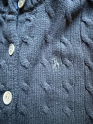 Ralph Lauren Golf Cable Knit Smock Neck 100% Cotton Black Cardigan Size M thumbnail 5