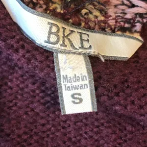 BKE Size Small Crochet Open Front Cardigan Sweater Combination Deep Burg… thumbnail 5