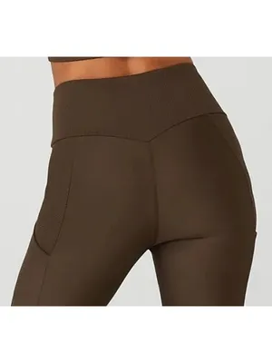 Alo Ribbed Airlift High-Waist 7/8 Enchanted Leggings Espresso Hi-Rise Waisted S thumbnail 4