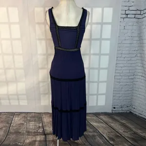 Ella moss purple black lace ankle length maxi dress size small thumbnail 7