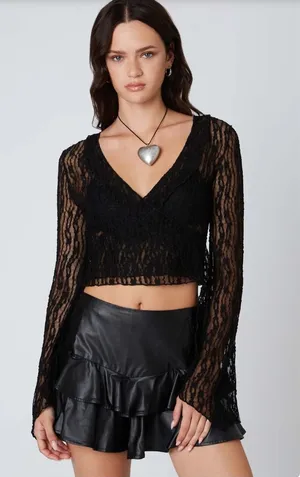 Cotton Candy LA Black Lace Top thumbnail 1