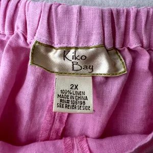 Vintage Kiko Bay Linen Pink Drawstring Capri Pants thumbnail 6