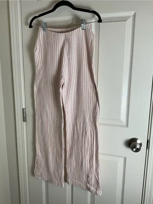 Zara Pink & White Striped Cotton Wide-Leg Pants - Size 13-14 thumbnail 2