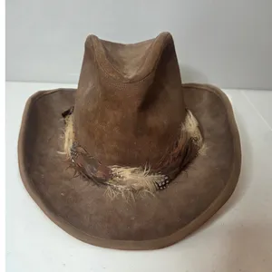 Stetson 'The Gun Club' Feathered Hatband Felt Western Fedora Hat Brown Size 7 thumbnail 1