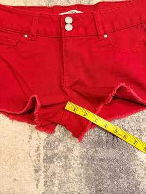 Refuge Red Denim Cutoff Shorts thumbnail 5