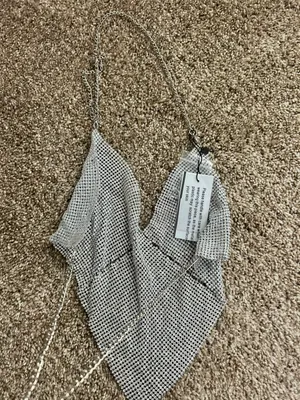 Papaya Rhinestone Chain Bra Top thumbnail 3