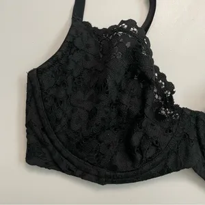 Victorias Secret Bra Unlined Demi Underwire Floral Lace Convertible Black thumbnail 3