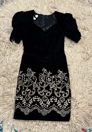 Jessica McClintock Velvet 80s Gunnesax dress size 5-6 thumbnail 1
