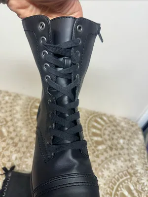 Time and Tru Black Lace-Up Side-Zip Combat Boots thumbnail 6