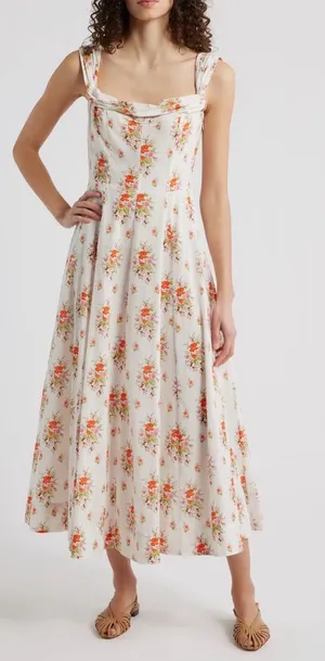 NEW DÔEN Clea Print Sleeveless Organic Cotton Maxi Dress sz S thumbnail 1