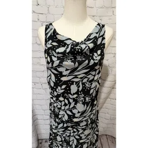 Ann Taylor Women’s Sleeveless Lined Floral Dress Size 10 Print Black Blue thumbnail 2