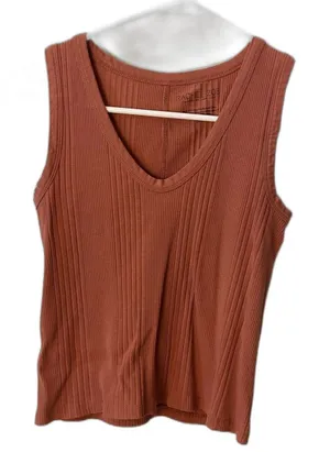 Rachel Zoe Ribbed V-Neck Sleeveless Tank Top Rust Orange Women’s Size Small thumbnail 1