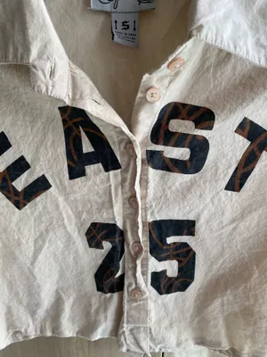 Size small button up collar crop top White thumbnail 2