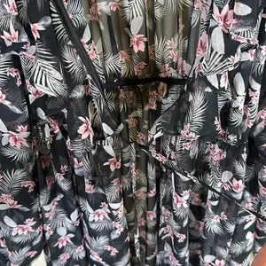 Victoria’s Secret Black Ruffle Floral Print Chiffon Kimono Size M/L Swim Flowy thumbnail 7