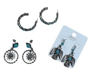 Story by Davinci Earring Set Women OS Turquoise Silver Southwestern Boho 3 Pairs thumbnail 1
