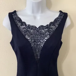 City Studio Navy Lace Detail‎ Going Out Date Night Formal Stretch Dress Small thumbnail 2