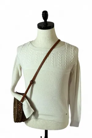 Abercrombie & Fitch Womens Cable Knit Old Money Sweater S Tennis Preppy Academia thumbnail 1