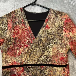 Vintage 90s Brocade Lace Floral Dress Whimsical Dark Fairy Cottagecore Sz Medium thumbnail 2
