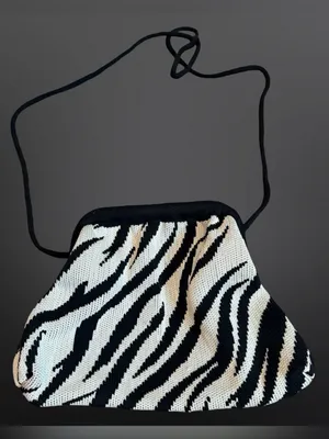 🦓 ZEBRA PRINT KNIT DUMPLING CLUTCH | 2 thumbnail 2