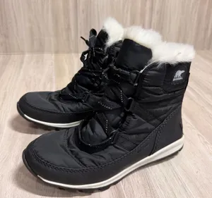 Sorel Whitney Short Lace Waterproof Winter Boots Black Faux Fur NY1897-010 Sz 6 thumbnail 1