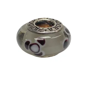 Pandora Sterling Silver Murano Glass Charm Bead Flower Pattern 925 ALE thumbnail 2