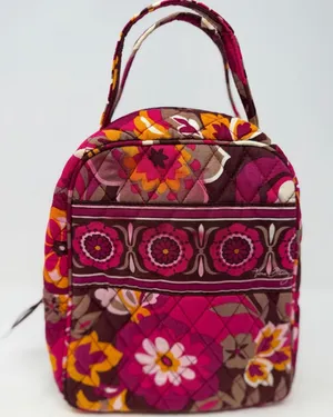 Vera Bradley Women's Pink Brown Yellow Floral Quilted Insulated Lunch Bag thumbnail 1