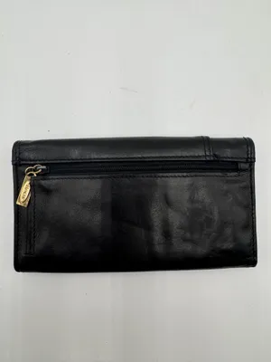 Vintage Rolfs Genuine Leather Checkbook Wallet Black Trifold Organizer USA thumbnail 2