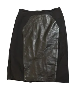 Anthropologie Eva Franco Black Leather Pencil Skirt Size 4 Professional‎ thumbnail 1