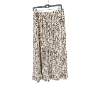 Joie Womens Large Brown Cream Abstract Animal Print Pleated‎ Maxi Skirt Elastic thumbnail 2