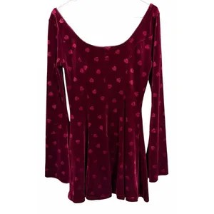 Dolls Kill Sugar Thrillz Valentine Wish Mini Dress Burgundy Women'S Size‎ Medium thumbnail 2