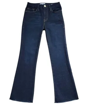 Frame Le Crop Mini Boot Jeans Womens 25 Blue Denim Fray Raw Hem Stretch thumbnail 2