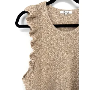 Madewell Nicollet Ruffle Sweater Tank Top Knit Large Tan Sleeveless Boho Cottage thumbnail 5