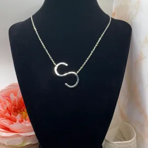 Statement Name Initial “S” Pendant Silver thumbnail 1