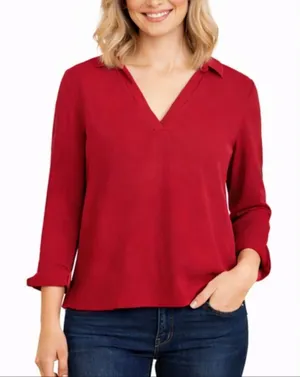 Collection fifty nine 100% cashmere red collared sweater small thumbnail 1