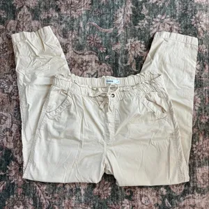 Sonoma Pants M Cream Elastic Waist Cotton Casual Minimalist thumbnail 2